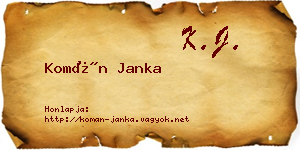 Komán Janka névjegykártya